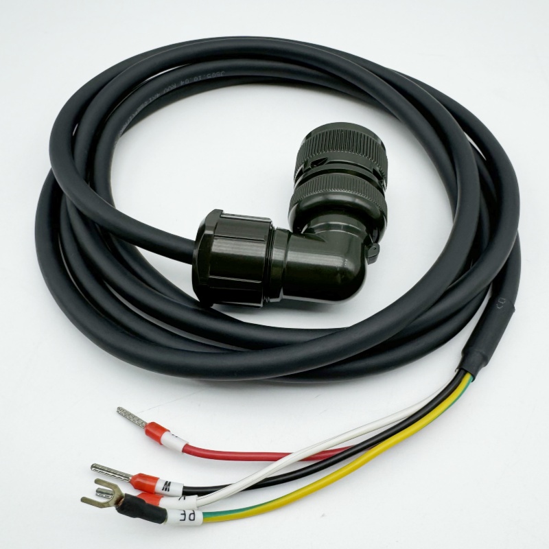 High Flexible Servo Motor Power Cable 90° End MR-PWCNS5-5M-L For Mitsubishi